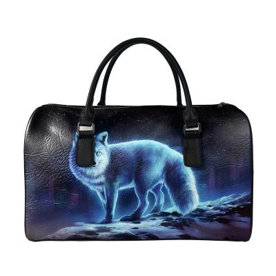 China Lightweight Women Luggage Bags New Stylish Ladies Tote Bag Large Animal Wolf Package Pattern Copy Customized PU Leather Handbags for sale