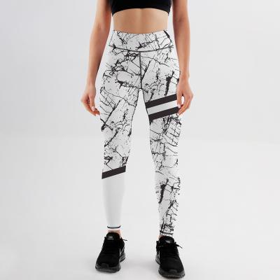 China Opaque Casual Ladies Sporting Runs Pants White Graffiti Printed Womens Leggings Gym for sale