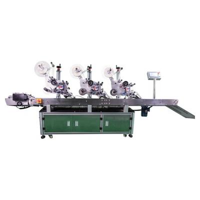 China Automatic Food Label Applicator Automatic Three Head Flat Labeling Machine for sale