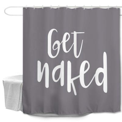 China Viable Get Nude Gray Custom Creative Digital Printed Waterproof Shower Curtain With Hooks Hotel Bath Curtain for sale