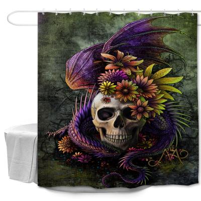 China Sustainable Wholesale 3d Halloween Custom Design Waterproof Fabric Shower Curtains Bathroom for sale