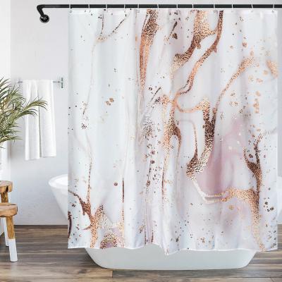 China Viable Custom Design 100% Polyester Home Decors Bath Pink Marble Shower Curtain for sale