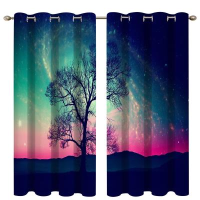 China Blackout Tree Shaded Printing New Fashion Polyester Single Blackout 100% Curtain Windows for sale