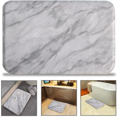 China Sustainable Custom Printed White Marble Bath Covers For Bathroom Foam Bathroom Soft Cover Non Slip Washable Bath Mats Carpet for sale