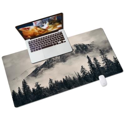 China Leather 3d Printed Smoking Mountain Cliff Original Design Large Mouse Pads Game PVC Table Mat for sale