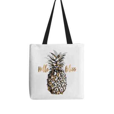 China Hot Shopping Handled Canvas Tote Bag With Custom Logo Printed Pineapple for sale