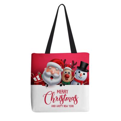 China 3d Handled Printed Christmas Canvas Shopping Tote Bag With Custom Logo for sale