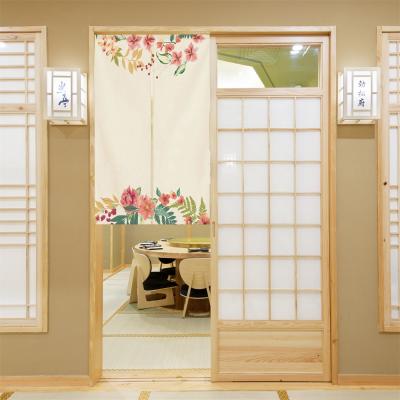 China Classical Japanese Blackout Watercolor Flowers Half Hanging Decorative Door Curtain For Kitchen for sale