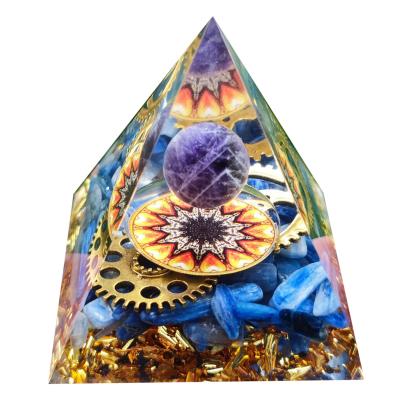 China Amethyst Natural Resin Crystal China Quartz Gear Gold Chakra Mechanical Pyramid for sale