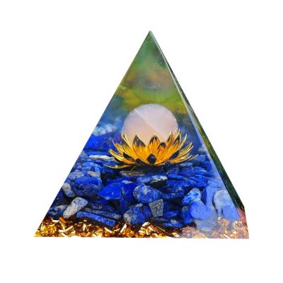 China China Wholesale Quartz Crystal Gravel Lotus Pyramid Resin Cyan Chakra for sale