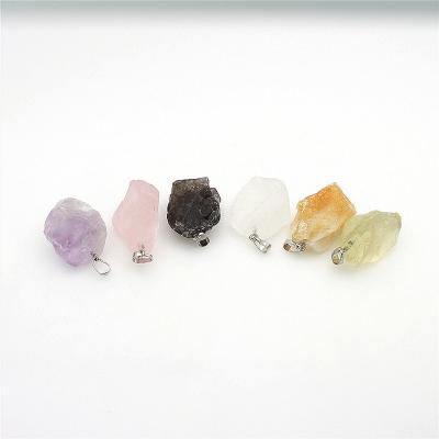 China China Wholesale Natural Amethyst Quartz White Crystal Multicolor Pendant Irregular Raw Stone for sale