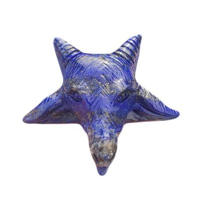 China Wholesale Natural Animal Pentagram Sheep Chakra Lapis Lazuli Chakra China Rose Quartz Cow Main Head Halloween for sale