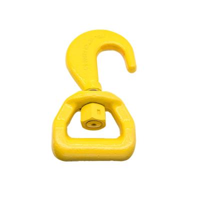 China Heavy industry yellow forged hook with CLIP D carbon steel clevis grab hook truck trailer lifting hook for sale