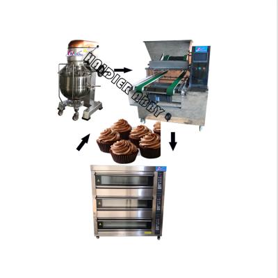 China Snack Factory Muffin Depositor Cupcake Filling Machine Cupcake Production Line for sale