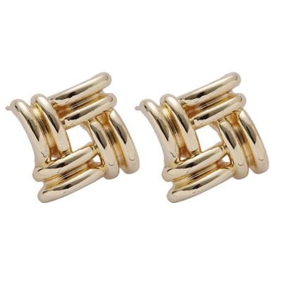 China TRENDY personalized square earring jewelry brass gold plated stud earring flower shaped earrings for women daily wear for sale