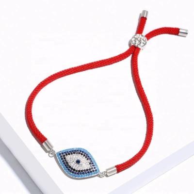 China Exquisite Workmanship 2022 Shiny Girls Lucky Evil Eyes Bracelets For Red Rope Zircon New Red Rope String Bracelet Luxury Jewelry for sale