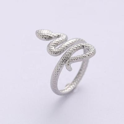 China Simplicity TRENDY Unique Spinner Jewelry White Gold Plated Stainless Steel Snake Opening Ring For Party Girls for sale