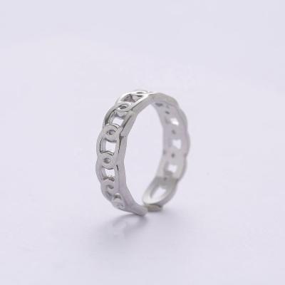 China Hot FASHIONABLE New Product Cuban Ring Silver Color Adjustable Stainless Steel Circle Joint Ring For Men And Women for sale