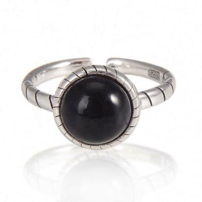 China TRENDY Black Pearl Inlaid Ring Zircon 925 Silver Jewelry Engagement Jewelry Trendy Wedding Ring for sale