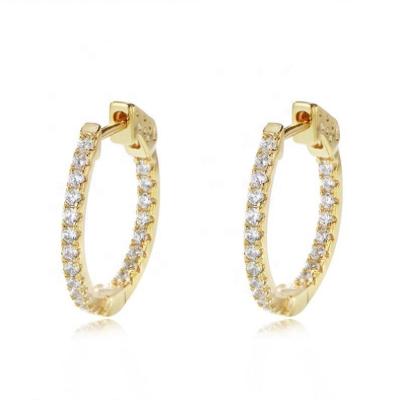 China FASHIONABLE S925 Sterling Silver Fashion Round Hoop Diamond Earrings Cubic Zirconia Earrings for sale