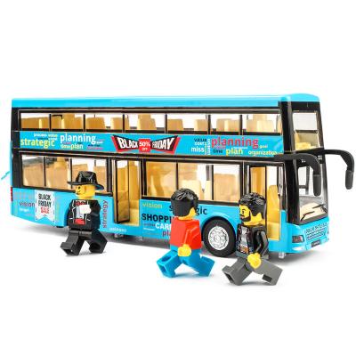 China PULL BACK Acousto-optic Children's Toy Car 1:50 Bounce Double Decker Bus Toy Alloy Car Model for sale