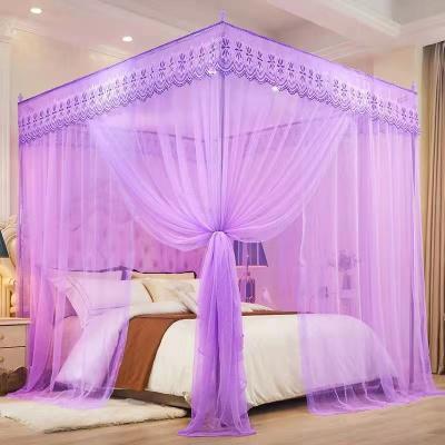 China 150*200*190cm Diameter Dome Mosquito Net Ceiling Princess Bed Mantle European Folded Court Wedding Floor-standing Mosquito Net Red for sale