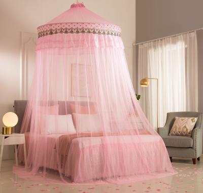 China 10*1.35*2.6m Palace Hang Round Hoop Canopy Ground Bed Lace Romantic Princess Folded Mosquito Net for sale