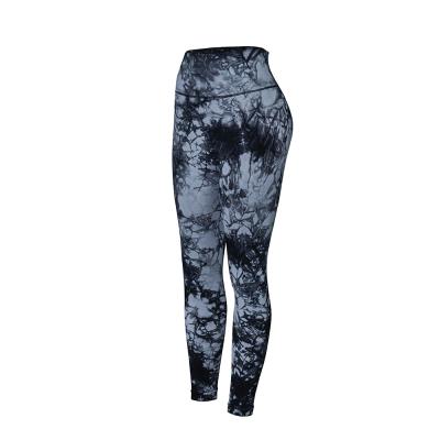 China Wholesale New Arrivals Breathable Private Label Women Yoga Pants High Slit Waisted Tie Dye Bum Booty Lift Gaiters! slot ! for sale