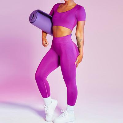 China High Waisted Breathable Selling Top Quality Women Shorts Breathable Warm Sleeve Crop Top Gym Pants Seamless Yoga Suit for sale