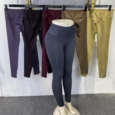 China Breathable private label upper fabric breathable in stock women's seamless fitness leggings bulge check slot! slot ! butt push yoga pants for sale