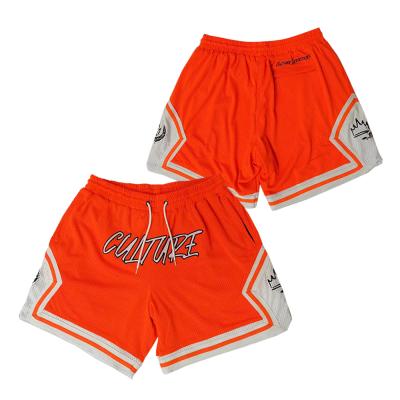 China OEM Breathable Breathable Sports Mesh Basketball Shorts Men Pocket Fitness Zip Shorts Breathable Feminino Running Orange Crop Basketball Shorts for sale