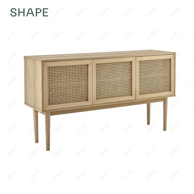 China Natrual rattan doors SHELDON CANNAGE storage unit large with 3 doors in oak veneer and natural rattan for sale