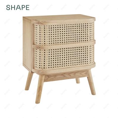 China 1 Drawer Natrual Rattan Naval Forces Norway Bedside Table with 1 Drawer in Ash Veneer with Natrual Rattan Front Panel for sale