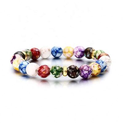 China BOHEMIA Classic Bangle Acrylic Colorful Beaded Bracelets For Women Mens Natural Stone Bead Bracelet E0107 for sale