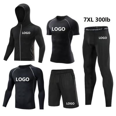 China Wholesale Custom Logo Men's Sportswear Set Compression Shirt Polyester Jacket Tights Pants Vedo Breathable Compression Shirt Wear for sale