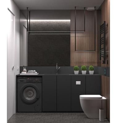 China Modern Washer Cabinets Laundry Cabinet Design Black Laundry Cabinets for sale