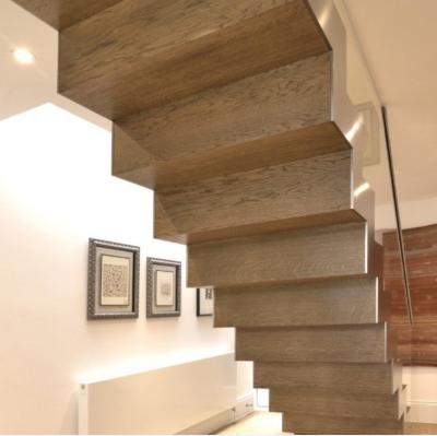 China Contemporary Modern Narrow Riser Staircase Zigzag Stringer Staircase for sale