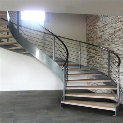 China Modern Curved Modern Staircase Arch Steel Wooden Staircase for sale