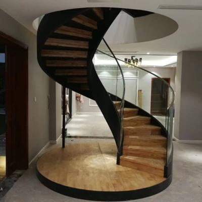 China Foshan Stairs Wood Wooden Round Staircase Large Contemporary Indoor Curved Modern Curved Staircase for sale