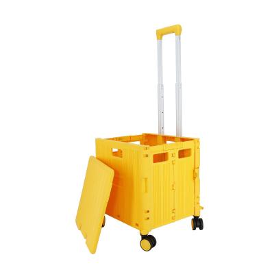 China Red PP Network Supermarket Stall Trolley Home Pet Household Folding Portable Shopping Vegetables Hand Access Box for sale