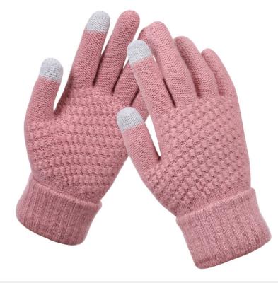 China Winter Simple Magic Gloves Touch Screen Warm Stretch Knitted Wool Mittens Acrylic Gloves for sale