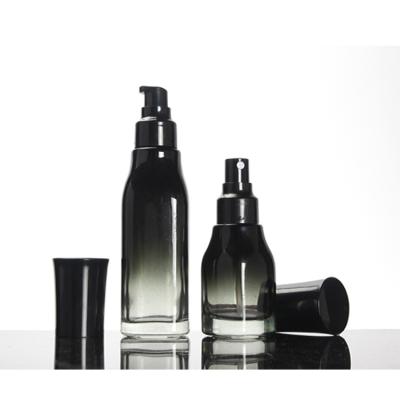 China Hot Sale 40ML 100ML 120ML Comestic Gradient Black Glass Cosmetic Spray Lotion Bottles for sale