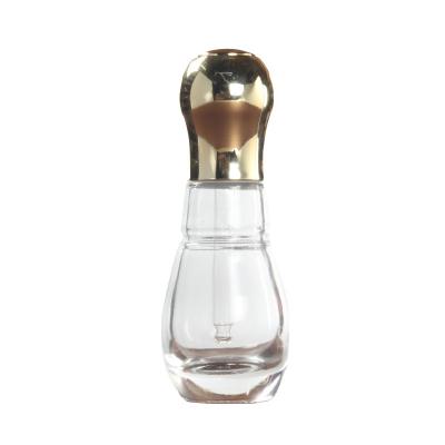 China New Design 30ml Eco-friendly Recyclable Silver Push Button Dropper Clear Glass Bottle For Essential Oil for sale