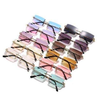 China 2021 Fashion Sunnies Sunglasses Women Custom Fashion Classic Rimless Sunglasses Small Rectangle Shades Man Sunglasses 2021 for sale