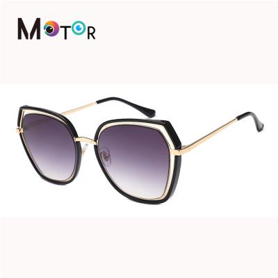 China Fashion Sun Glasses Amazon Top Fancy Women Gold Metal Frame Resin Purple Lens Shades Plastic Sunglasses for sale