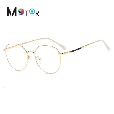 China Amazon Women Prescription Glasses Fashion Hot Design Big Round Glasses Frames Metal Gold Eye Optical Glasses for sale