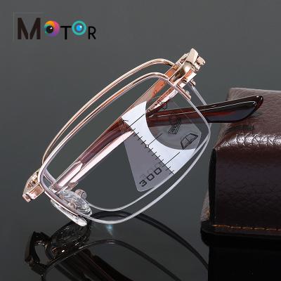 China New Older Reading Glasses Frosted Multifocal Light Progressive Anti-Blue Smart Retractable Zoom Reading Glasses for sale