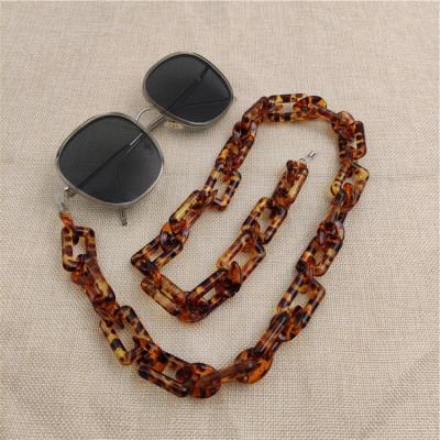 China Big Brown Glass Necklace Wide Sunglasses Holder Chain Acrylic Acetate Lanyard For Glasses 70 Cm for sale