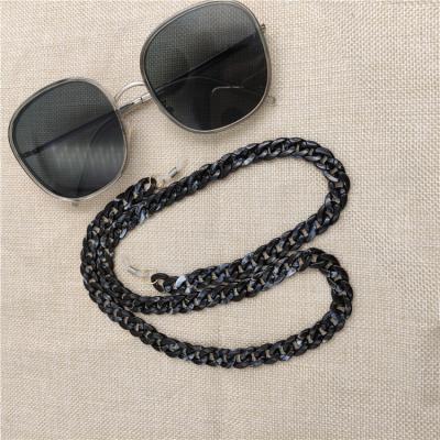 China wholesale hot sale simple black plastic glass acrylic resin retro fashion 70 cm glass acetate chain rope for sale