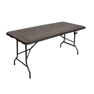 China New Design Easy Carry High Quality Waterproof Durable Environment Protect Folding Grain Plastic Table HDPE Wood Black Material for sale